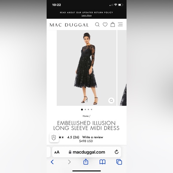 MacDuggal 67951 Embellished Illusion Long Sleeve midi dress - Picture 2 of 11